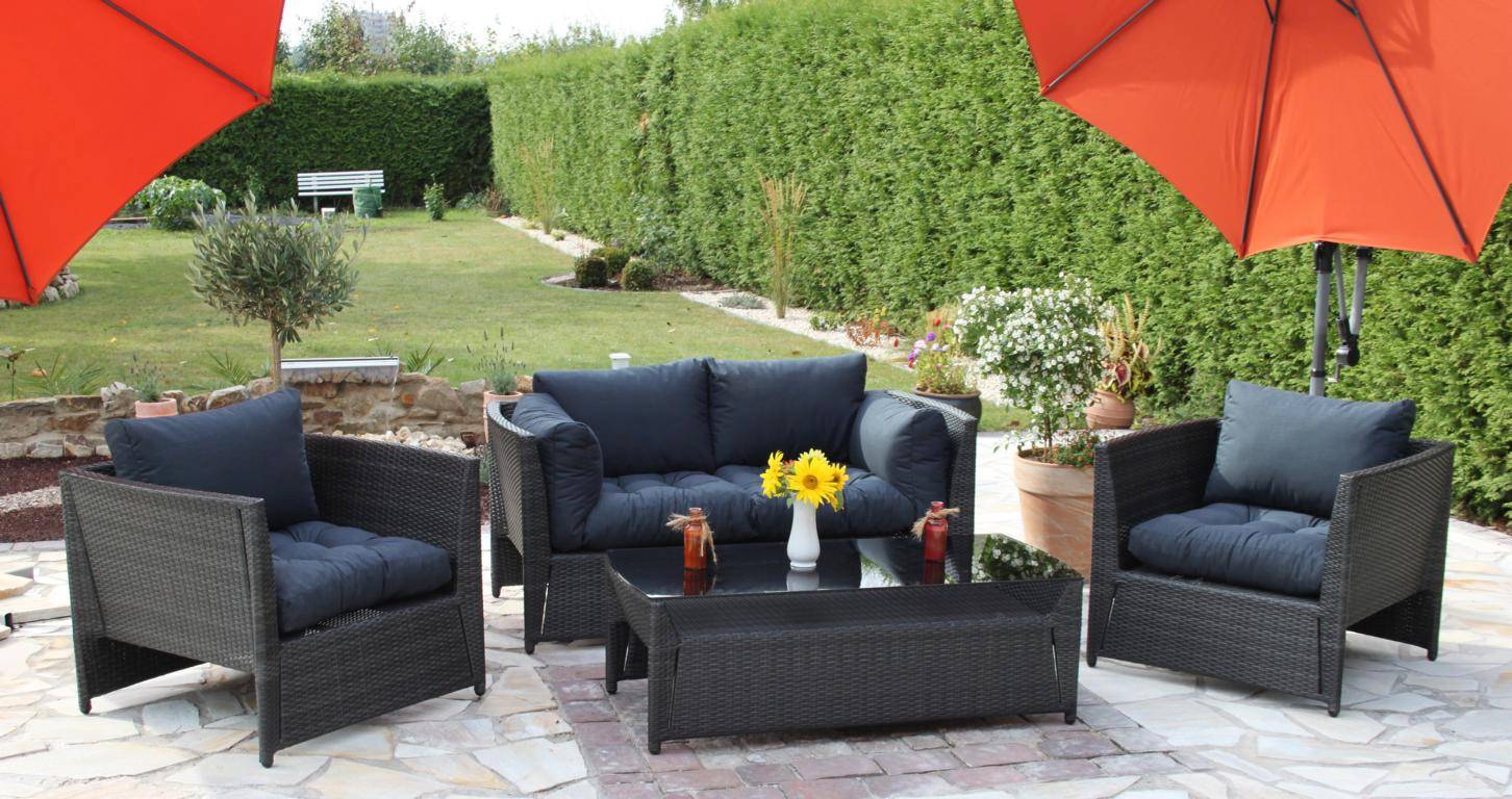 Lounge Sitzkissen 80 x 80 cm für Rattan Gartenmöbel in der Farbe anthrazit