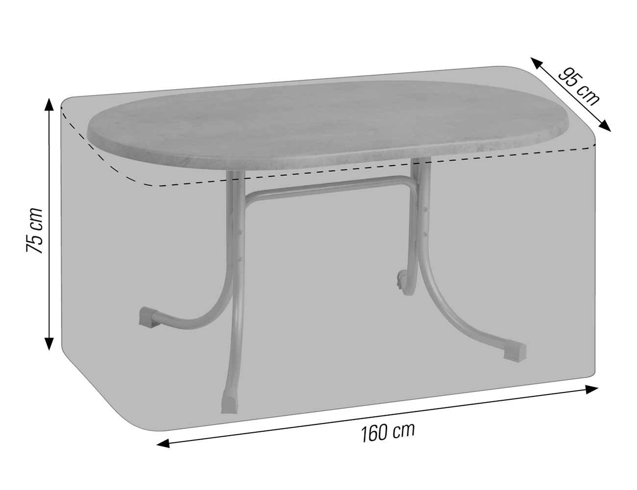 Schutzhülle für ovale Tische bis 160x95 cm anthrazit acamp cappa Typ 57707