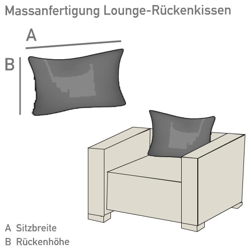 Lounge Rückenkissen Sofakissen in anthrazit ca. 20 cm dick nach Mass AUB91