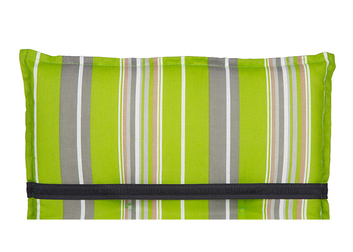 M045 Barcelona - Bodensee - Auflage für Relaxgartenstühle in apfelgrün mit beige, grauen Streifen, Mischgewebe 50% Baumwolle & 50% Polyester