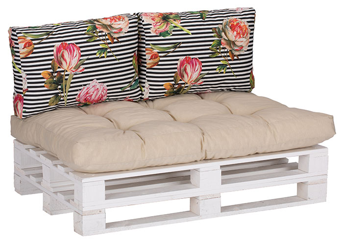 Stuhlkissen Rückenkissen Lounge Kissen für Gartenmöbel Grün Blumen 60x40 cm 