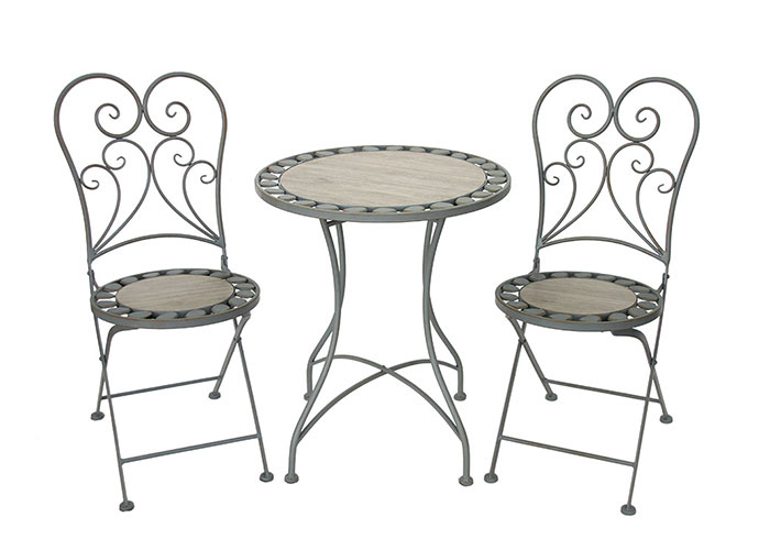 2er Set Stühle Provence anthrazit / grau / beige meliert