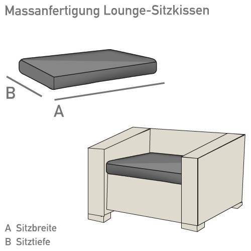 Lounge Sitzkissen nach Mass ca. 8cm Dick inklusive Reissverschluss in AUB22