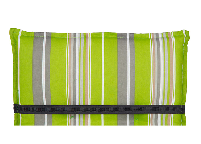 M045 Barcelona - Bodensee - Niedriglehner Auflage in apfelgrün mit beige, grauen Streifen, Mischgewebe 50% Baumwolle & 50% Polyester