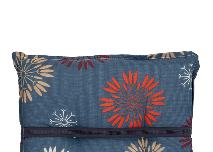 beo® Barc Gartenstuhlauflagen für Hochlehner M214 Pusteblume in rot, creme und beige auf dunkelblauem Hintergrund