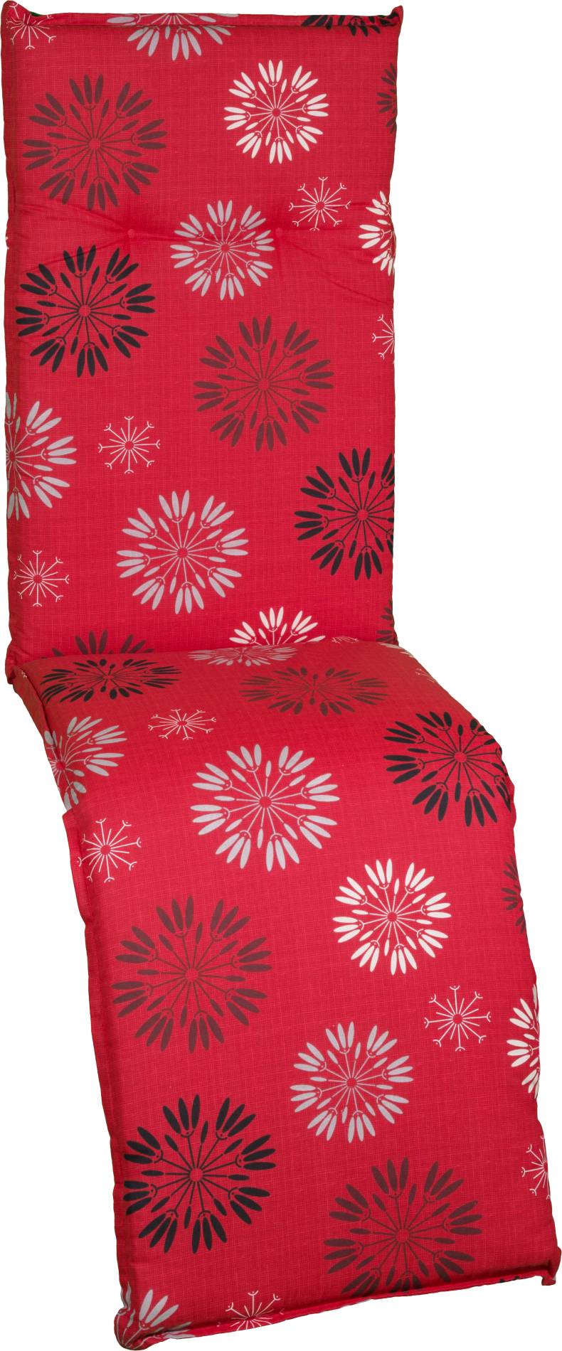 Gartenstuhlauflage für Relaxstuhl in rot mit floralem Pusteblumen-Muster