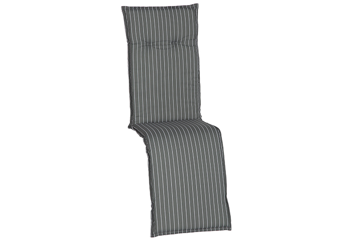beo® Belm Gartenstuhl Relaxstuhl Auflage M050 graues Polster mit weißen Streifen
