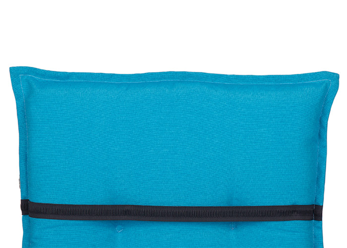 AUB22 Auflage für Gartenliegen Barcelona - Bremerhaven in der Farbe blau, wasserabweisend mit verstellbarem Rückengurt und Bindebändchen